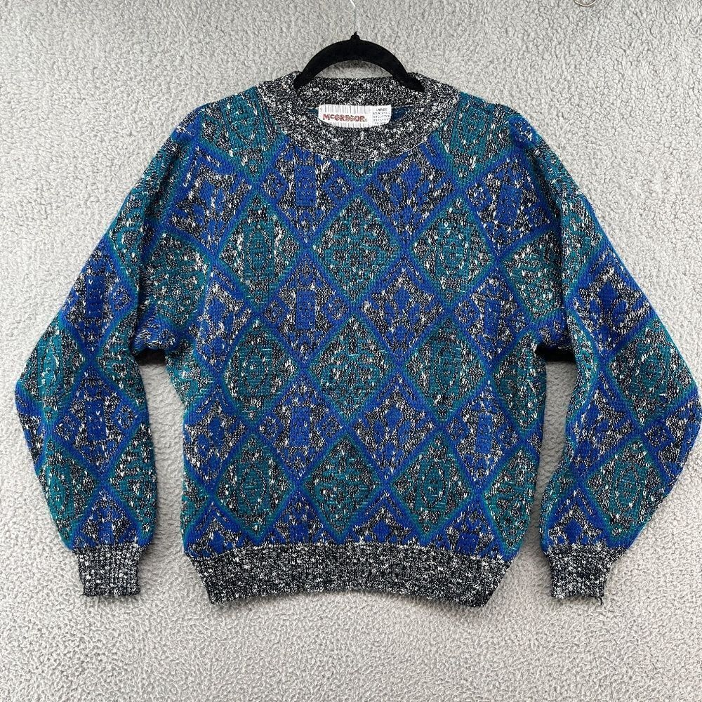 Vintage 1980s McGregor Multicolored Dad Grandpa Crewneck Sweater Large Geometric